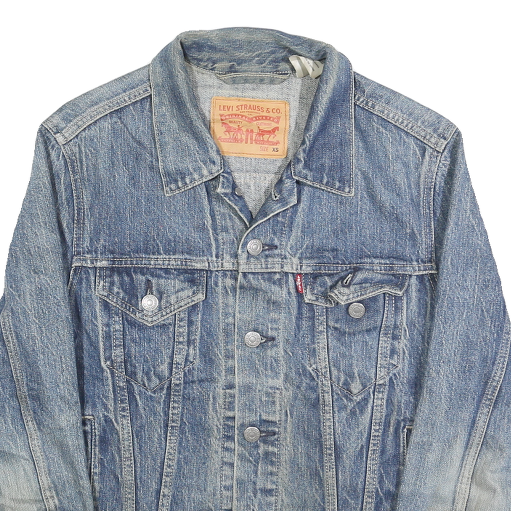 LEVI'S Mens Blue Denim Cotton Button Jacket XS Classic Fit San Francisco Patch