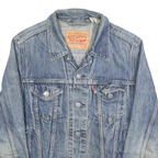 LEVI'S Mens Blue Denim Cotton Button Jacket XS Classic Fit San Francisco Patch