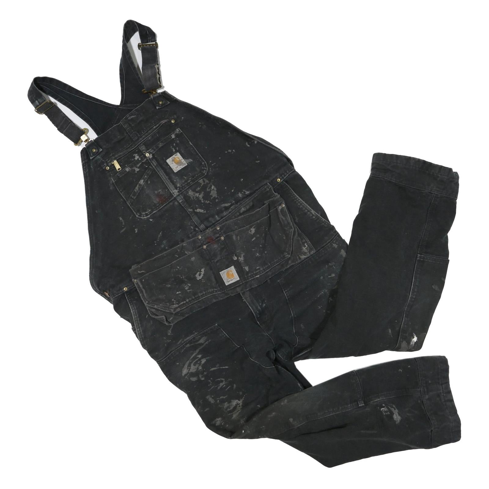 CARHARTT Mens Black Cotton Blend Dungarees Regular Fit Durable Workwear 2XL W50