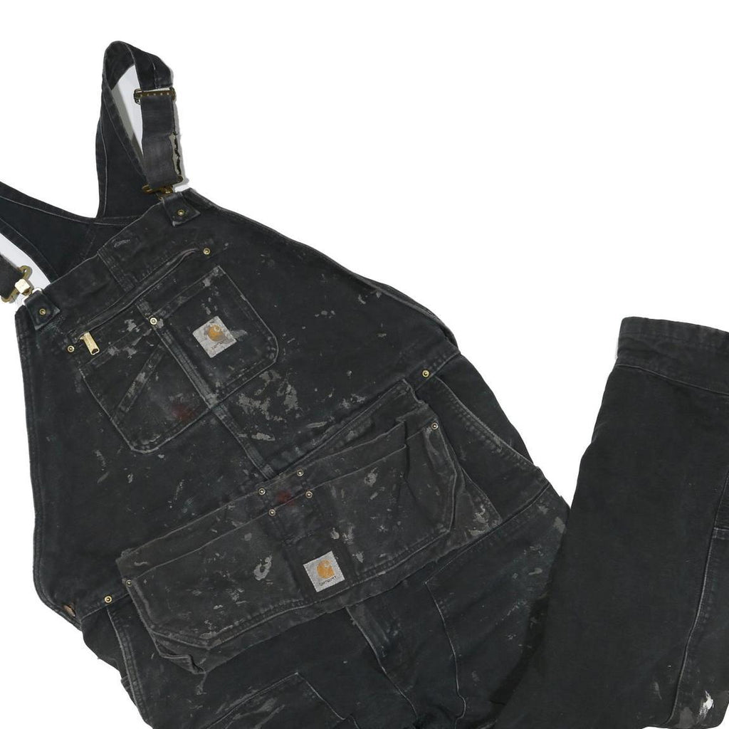 CARHARTT Mens Black Cotton Blend Dungarees Regular Fit Durable Workwear 2XL W50