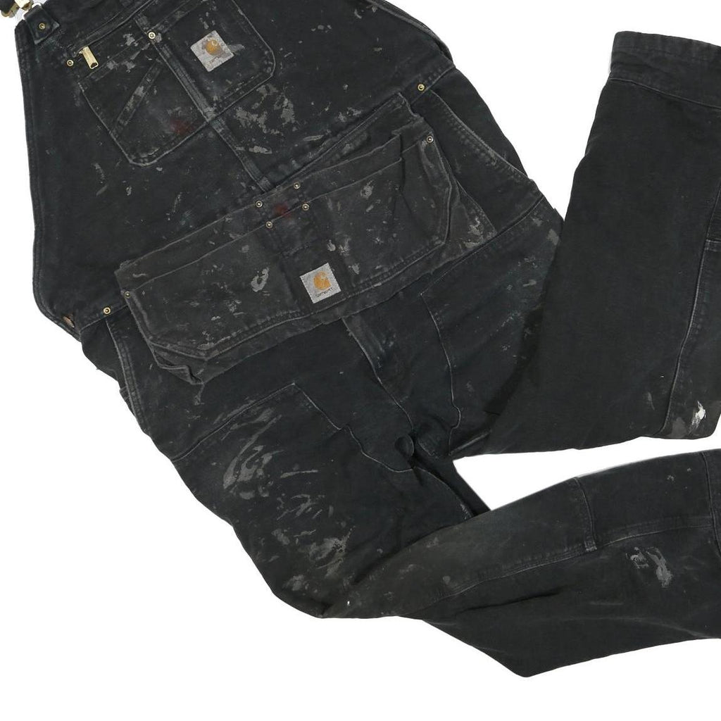 CARHARTT Mens Black Cotton Blend Dungarees Regular Fit Durable Workwear 2XL W50
