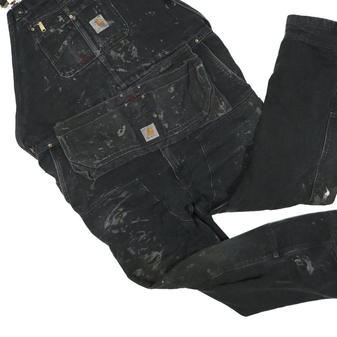 CARHARTT Mens Black Cotton Blend Dungarees Regular Fit Durable Workwear 2XL W50