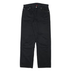 Mens Black Cotton Blend Regular Fit Straight Leg Trousers W32 L30 Classic Zip
