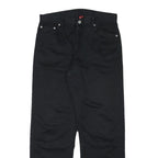 Mens Black Cotton Blend Regular Fit Straight Leg Trousers W32 L30 Classic Zip