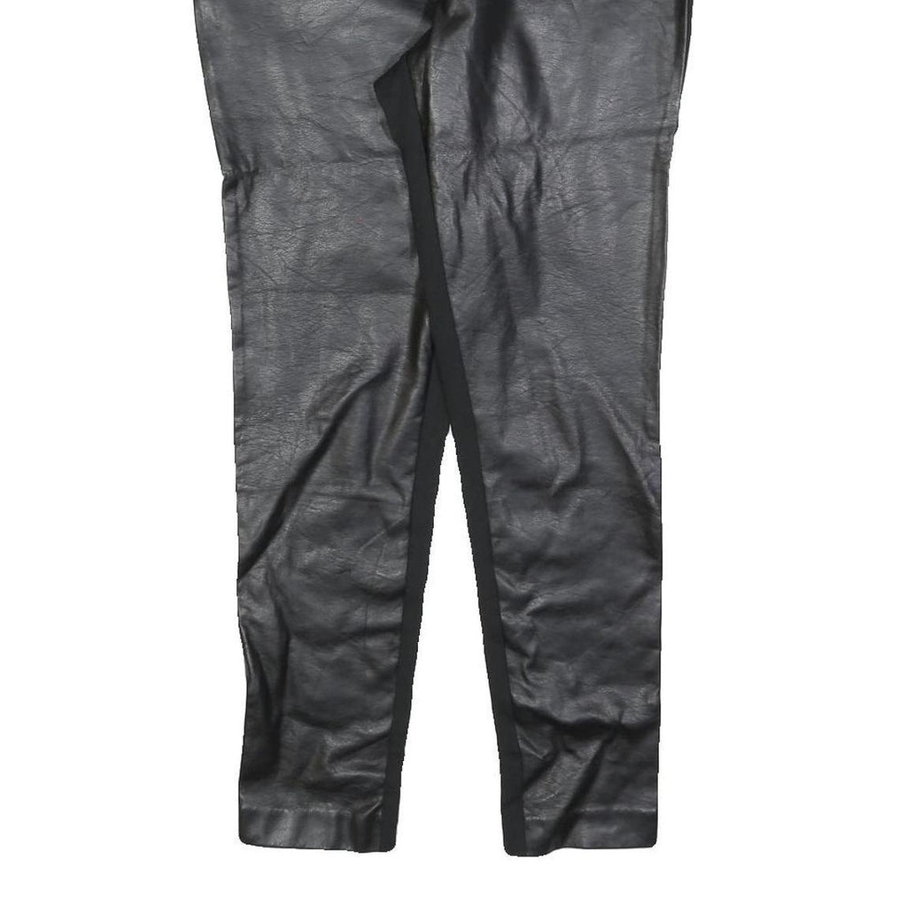 LAUREN RALPH LAUREN Womens Black Slim Leg Trousers W30 L27 Faux Leather Paneled