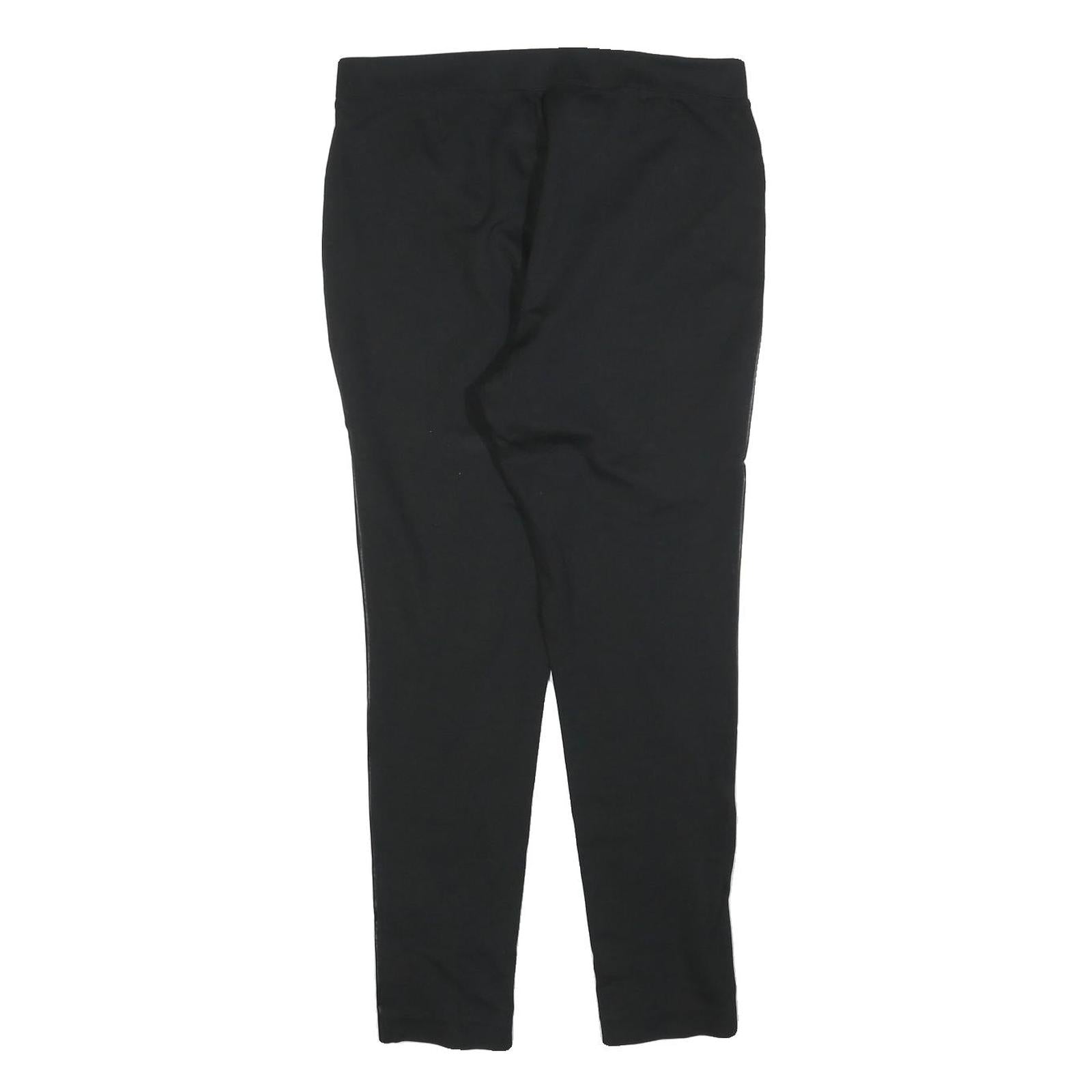 LAUREN RALPH LAUREN Womens Black Slim Leg Trousers W30 L27 Faux Leather Paneled