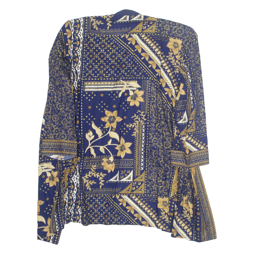 LADY CAROL NEW YORK Womens Printed Blouse Blue V-Neck Crazy Pattern L