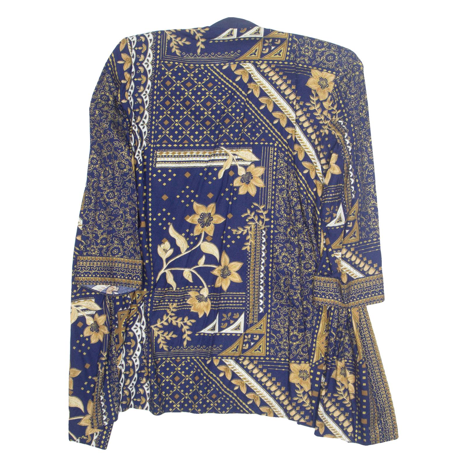 LADY CAROL NEW YORK Womens Printed Blouse Blue V-Neck Crazy Pattern L