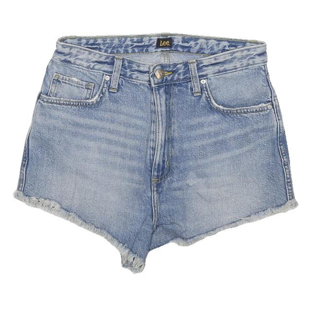 LEE Womens Denim Blue Casual Shorts M W30 Raw Hem Button Fly Classic Fit