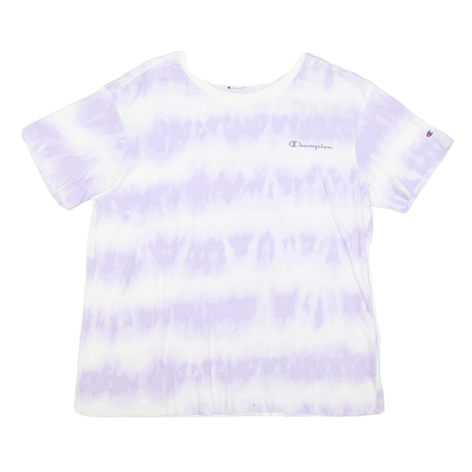 CHAMPION Mens White & Lilac Tie Dye T-Shirt M Short Sleeve Crew Neck Cotton