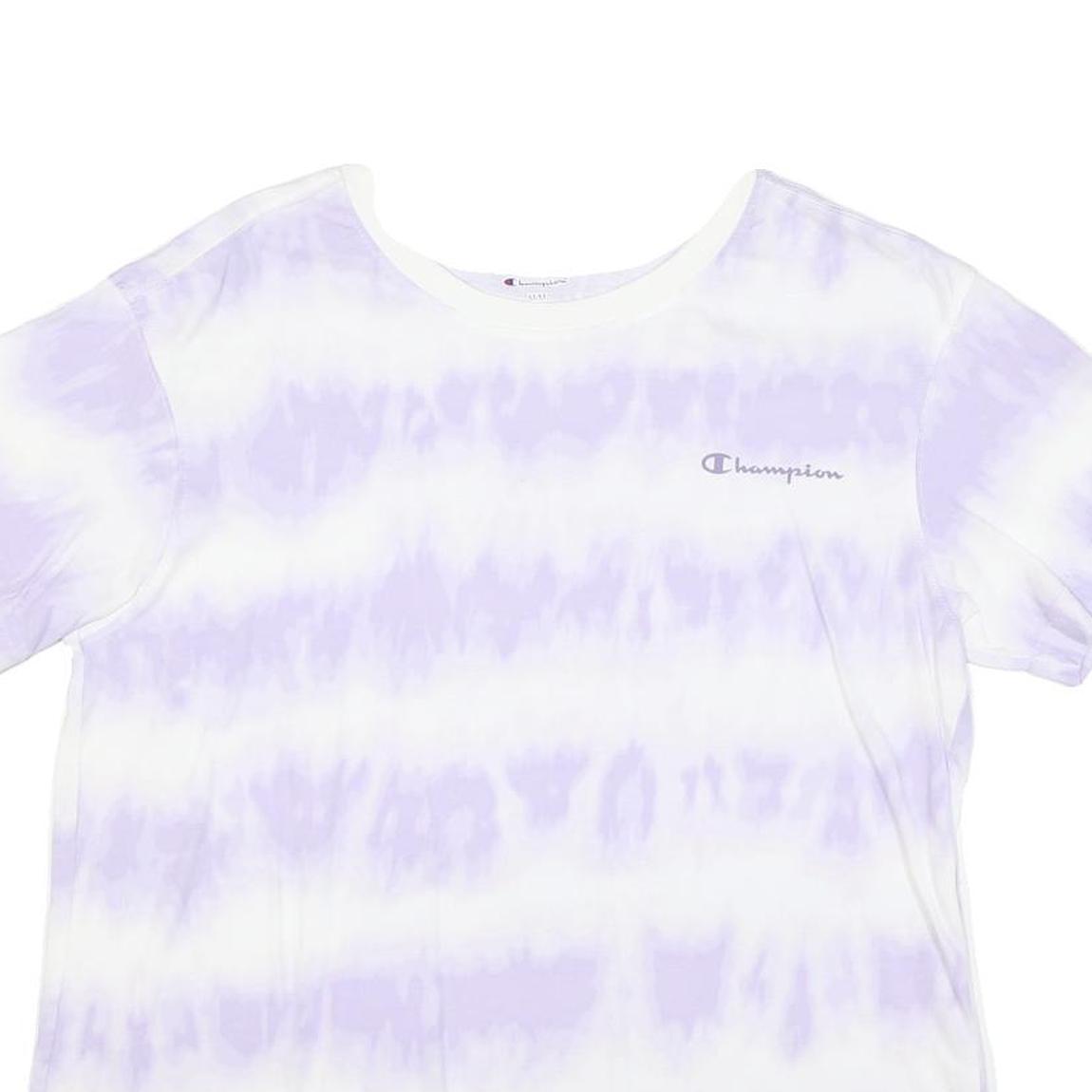CHAMPION Mens White & Lilac Tie Dye T-Shirt M Short Sleeve Crew Neck Cotton