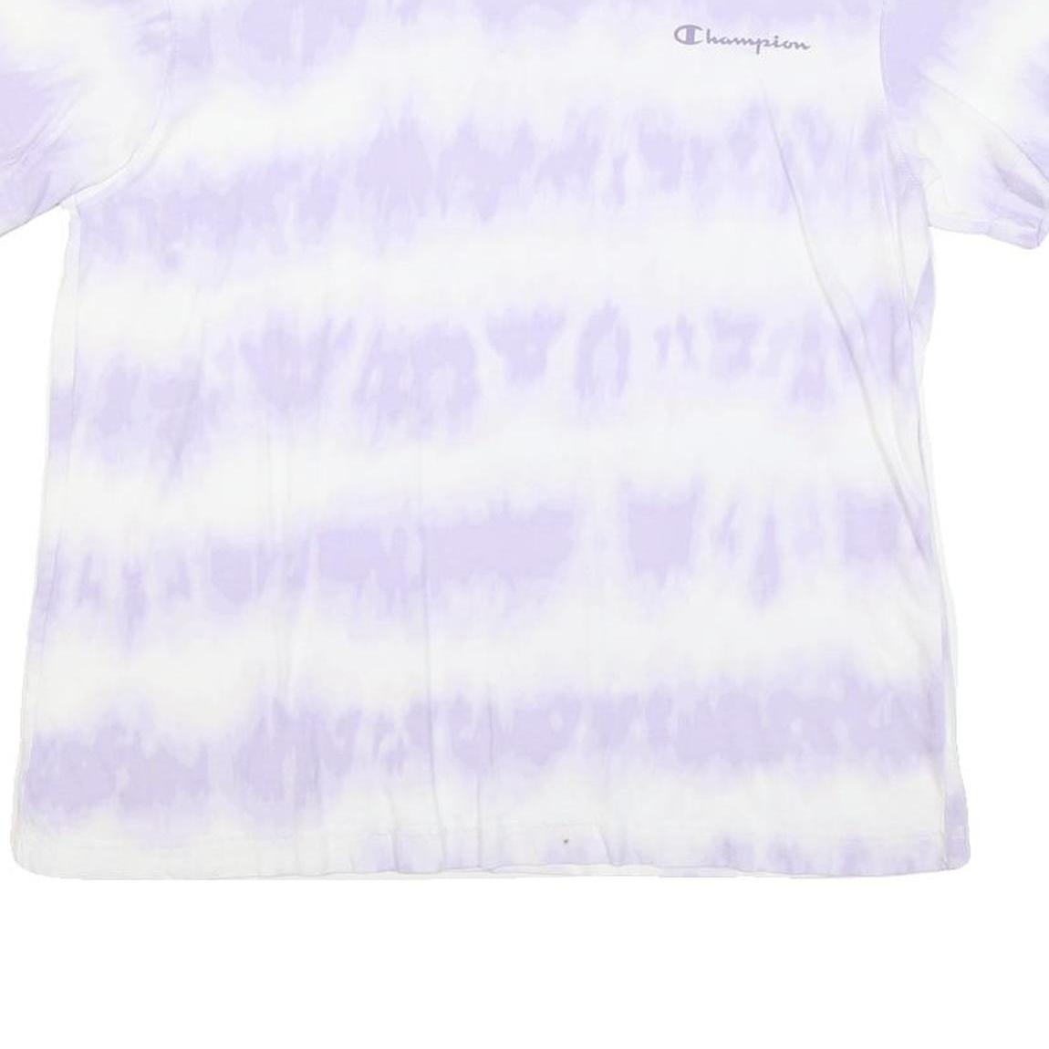 CHAMPION Mens White & Lilac Tie Dye T-Shirt M Short Sleeve Crew Neck Cotton