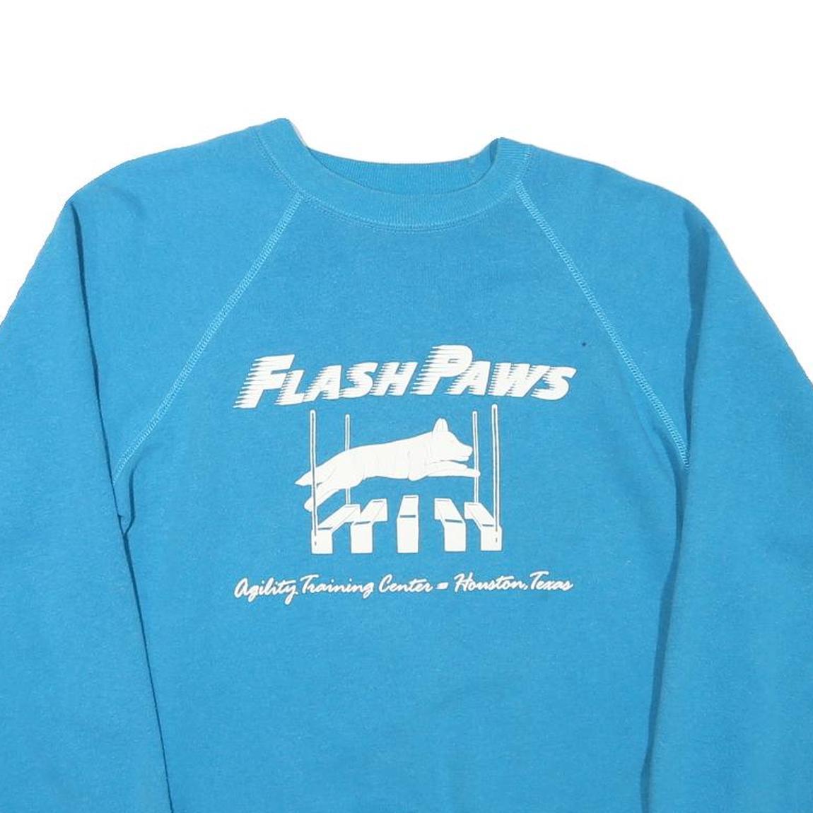 HANES Mens Blue Flash Paws Crew Neck L Dog Agility Training Sweatshirt