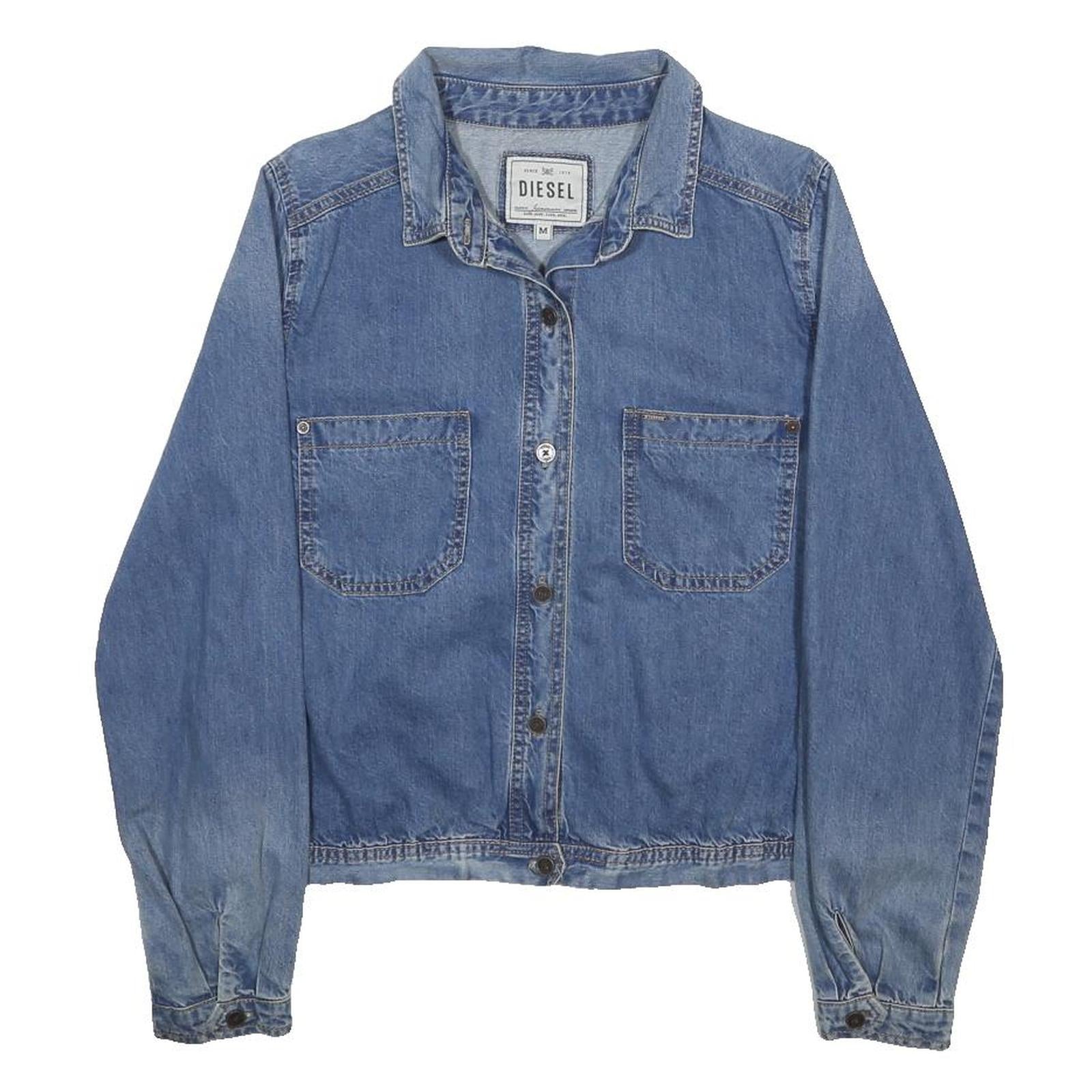 DIESEL Womens Blue Denim Shirt M Cotton Casual Button Front Pockets