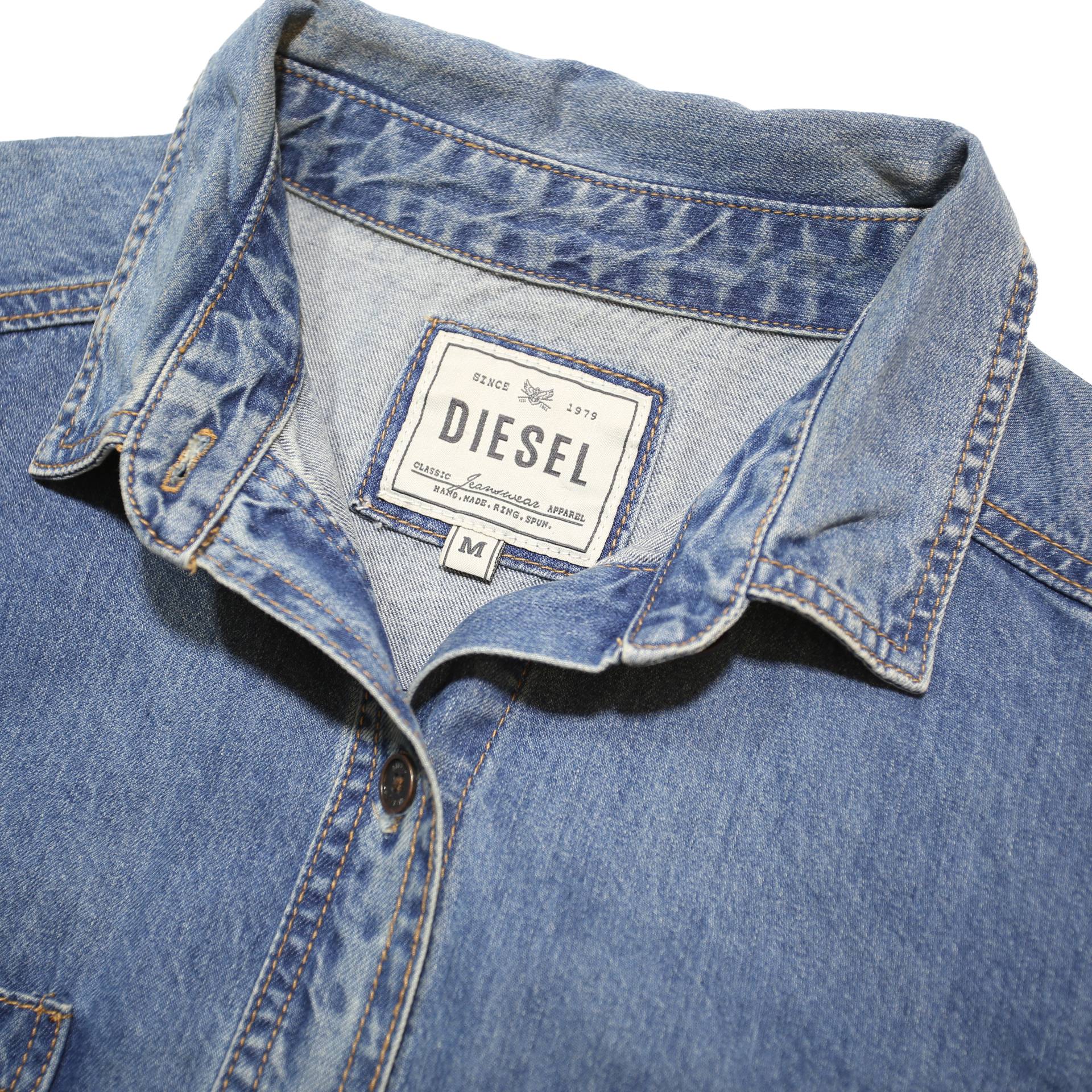 DIESEL Womens Blue Denim Shirt M Cotton Casual Button Front Pockets