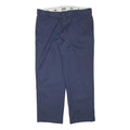DICKIES Mens Navy Regular Fit Straight Leg Trousers W38 L28 Cotton Blend Zip
