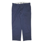 DICKIES Mens Navy Regular Fit Straight Leg Trousers W38 L28 Cotton Blend Zip
