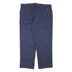 DICKIES Mens Navy Regular Fit Straight Leg Trousers W38 L28 Cotton Blend Zip