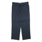 DICKIES Mens Navy Regular Fit Straight Leg Trousers W34 L30 Cotton Blend Zip