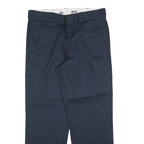 DICKIES Mens Navy Regular Fit Straight Leg Trousers W34 L30 Cotton Blend Zip