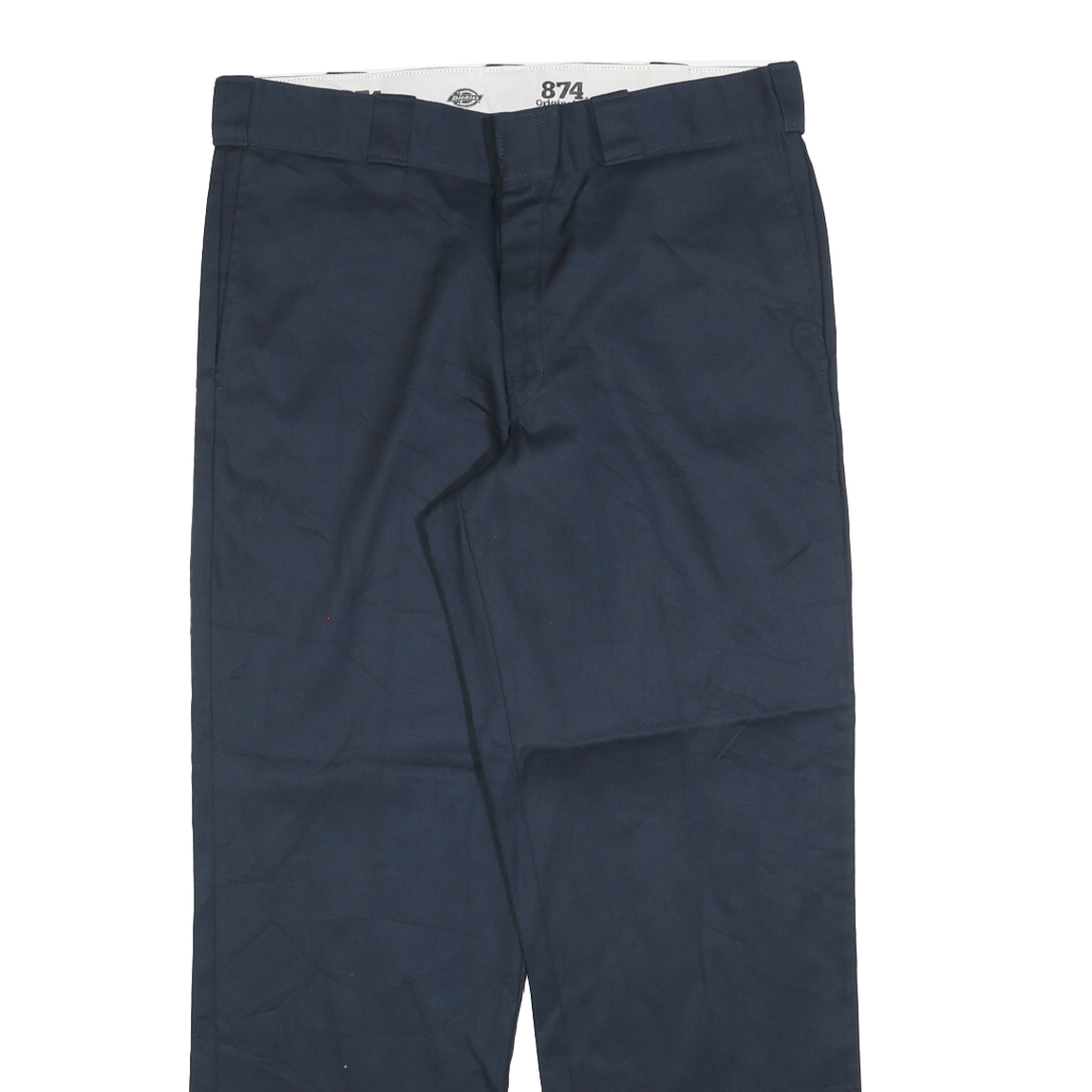DICKIES Mens Navy Regular Fit Straight Leg Trousers W34 L30 Cotton Blend Zip