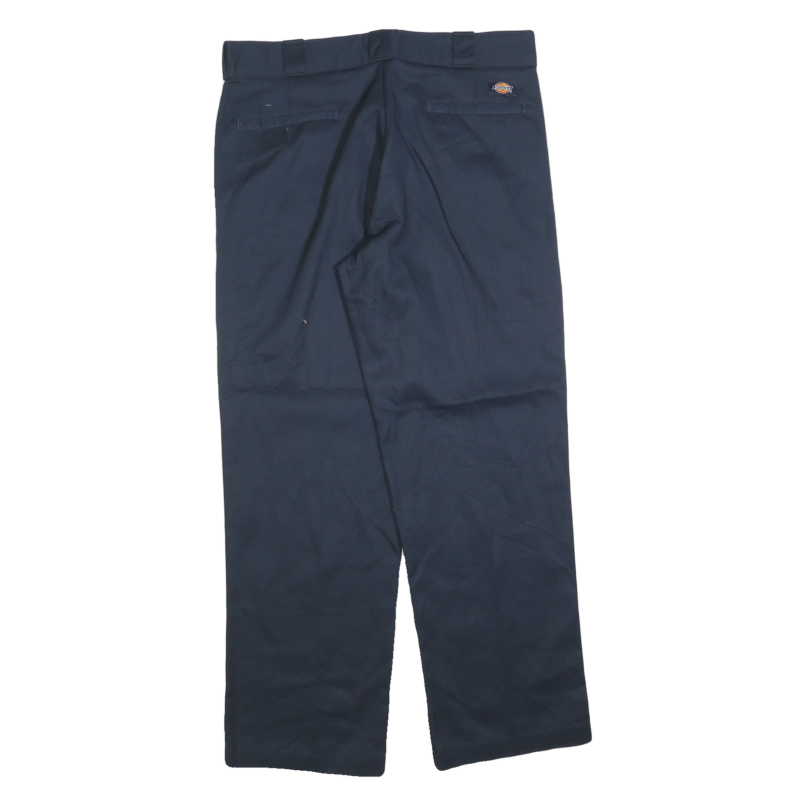 DICKIES Mens Navy Regular Fit Straight Leg Trousers W34 L30 Cotton Blend Zip