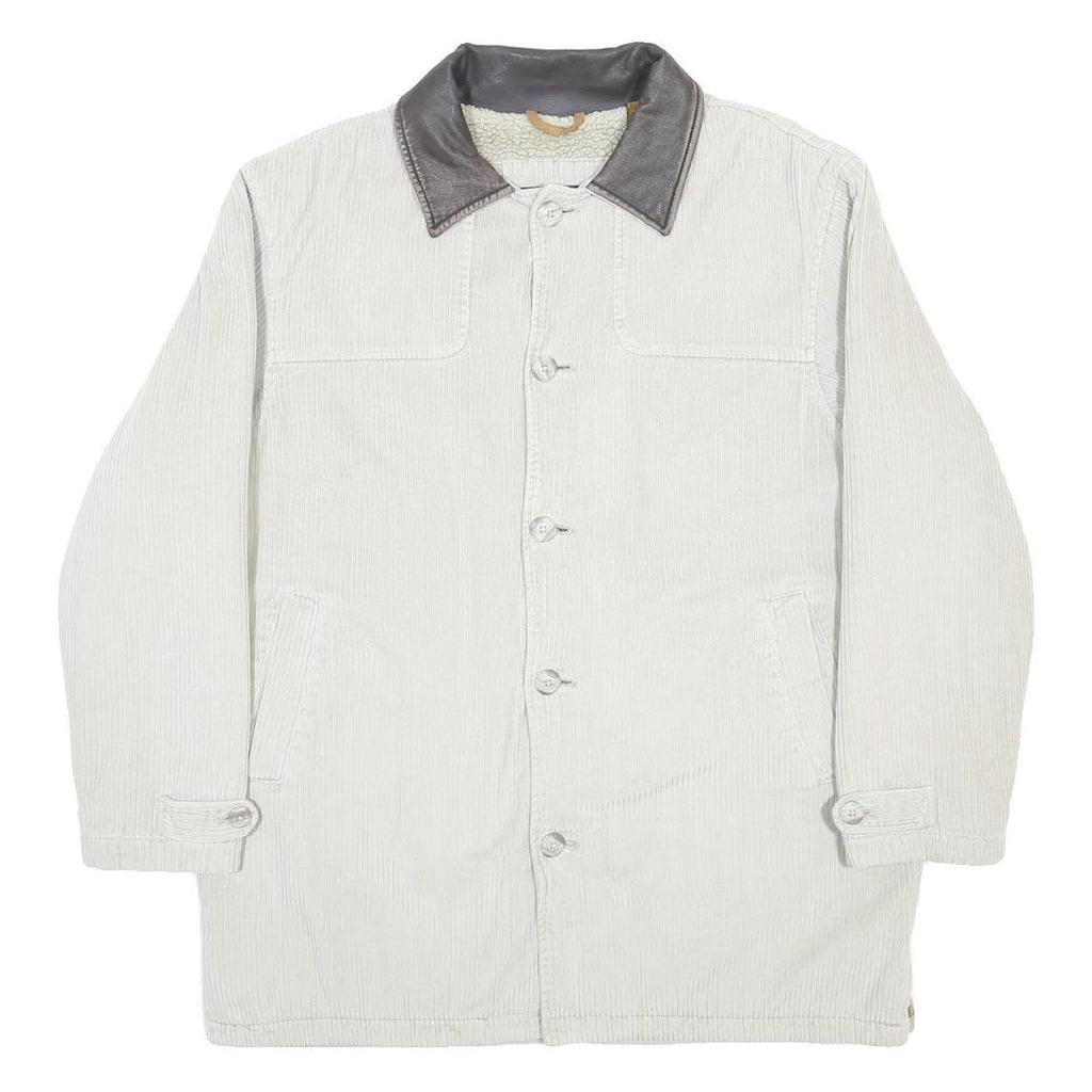 TIMBERLAND Mens White & Brown Casual Cotton Jacket M Corduroy Button Closure
