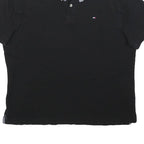 TOMMY HILFIGER Mens Black Polo Shirt M Cotton Blend Short Sleeve Plain Casual