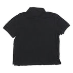 TOMMY HILFIGER Mens Black Polo Shirt M Cotton Blend Short Sleeve Plain Casual
