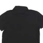 TOMMY HILFIGER Mens Black Polo Shirt M Cotton Blend Short Sleeve Plain Casual