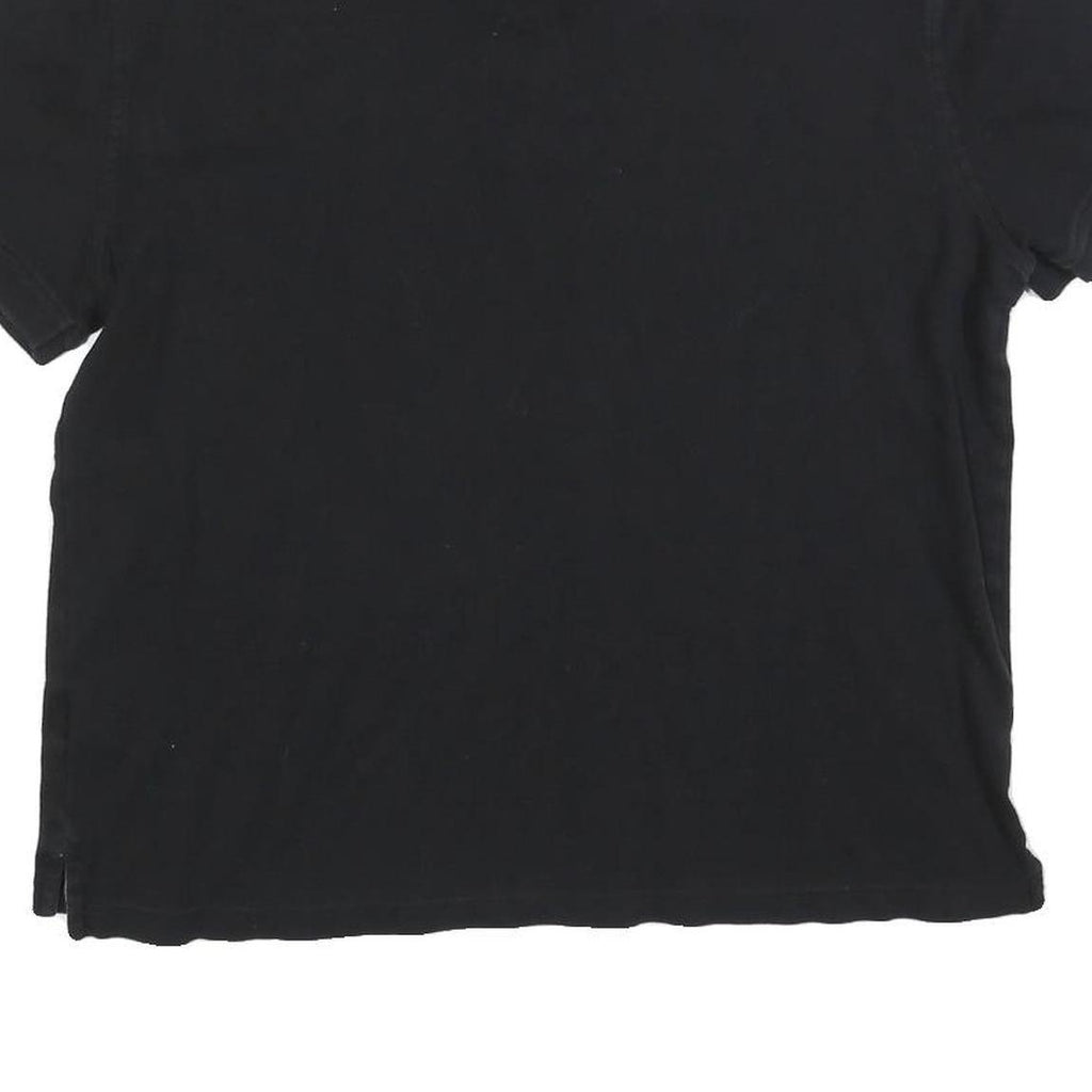 TOMMY HILFIGER Mens Black Polo Shirt M Cotton Blend Short Sleeve Plain Casual