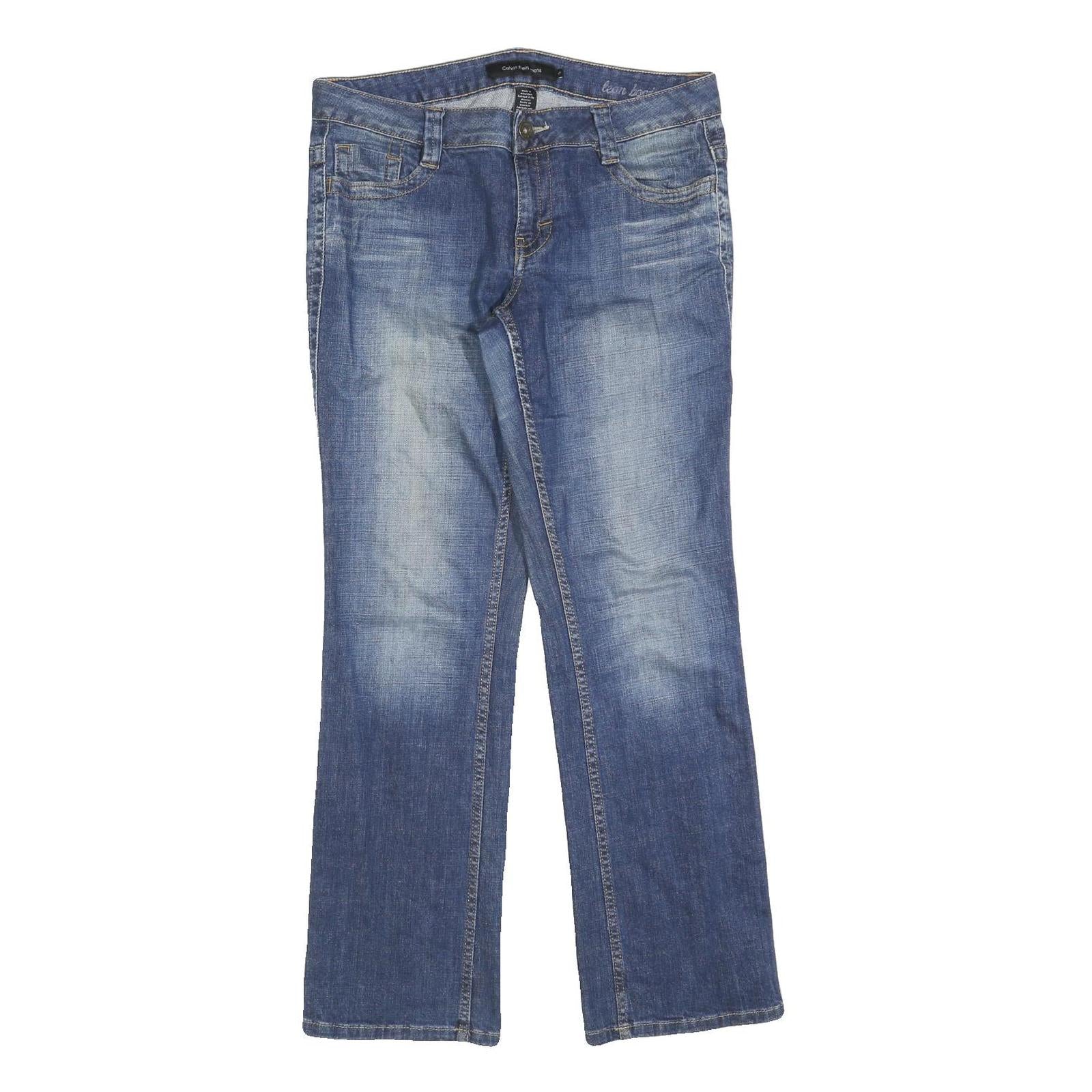 CALVIN KLEIN Womens Jeans Blue Regular Straight Denim Medium W32 L30 Zip Cotton