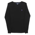 RALPH LAUREN SPORT Womens Black Plain Wool Jumper Crew Neck Basic Knit M