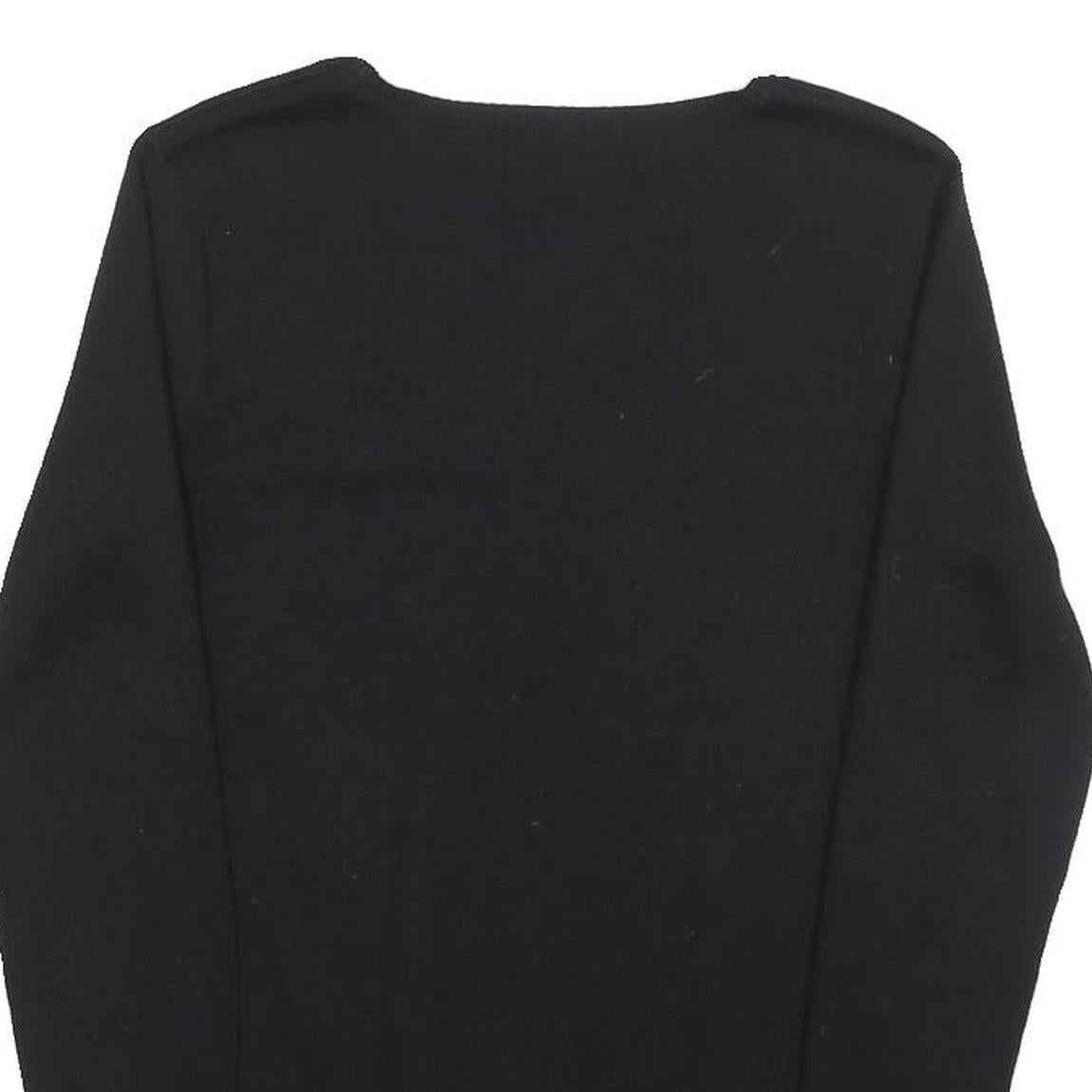 RALPH LAUREN SPORT Womens Black Plain Wool Jumper Crew Neck Basic Knit M