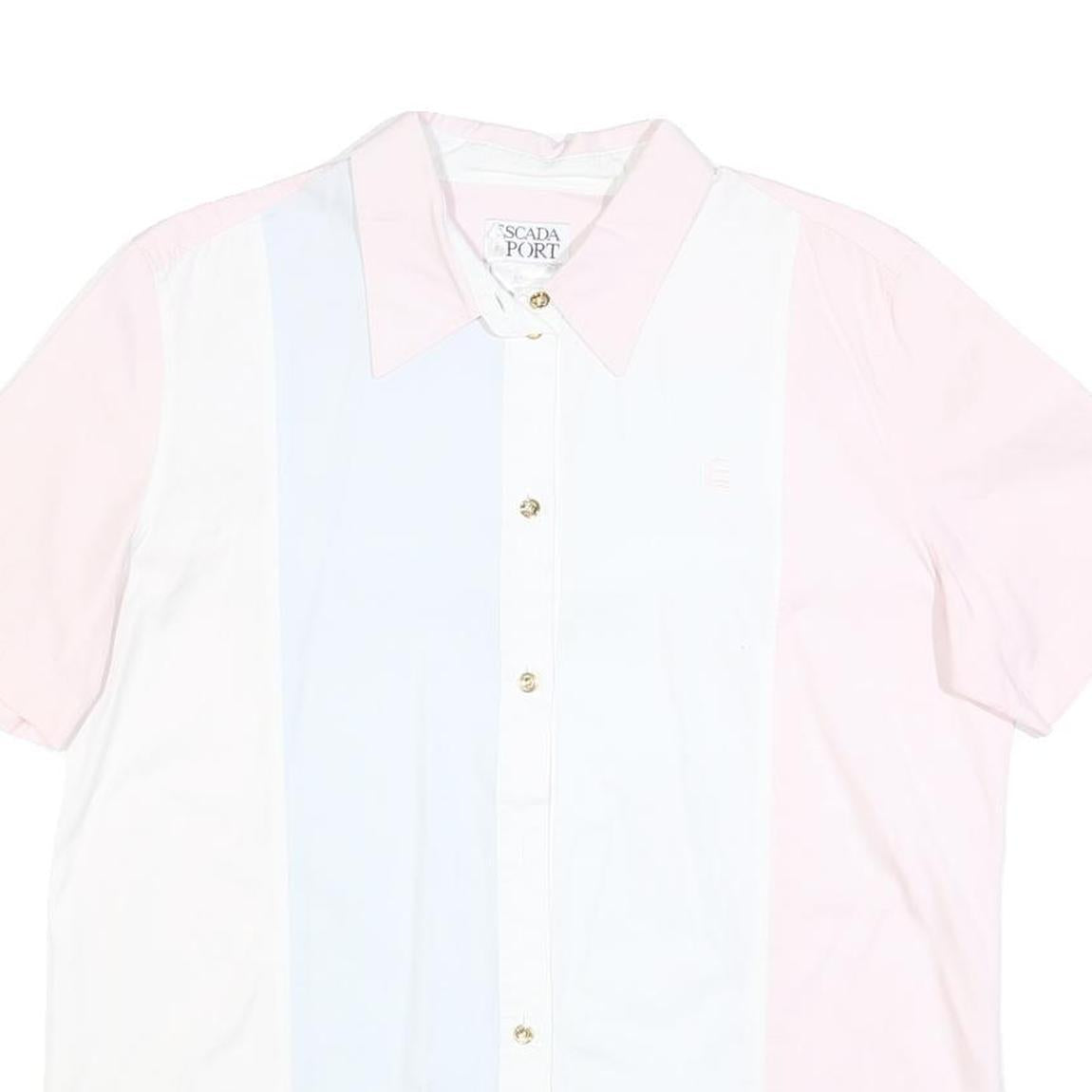 ESCADA SPORT Womens Pink & White Cotton Blend Shirt L Classic Button Front