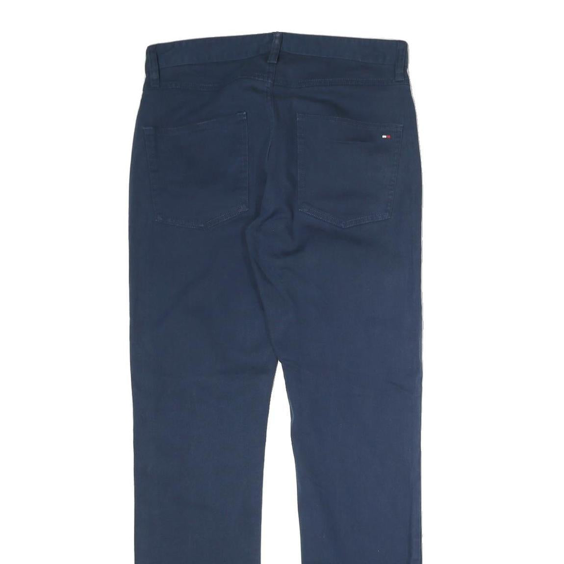 TOMMY HILFIGER Mens Cotton Navy Slim Straight Trousers W29 L30 Casual Zip