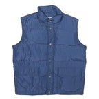BIG STAN Mens Blue Nylon Quilted Jacket L Sleeveless Zip Pocket Outdoor