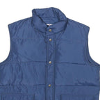 BIG STAN Mens Blue Nylon Quilted Jacket L Sleeveless Zip Pocket Outdoor