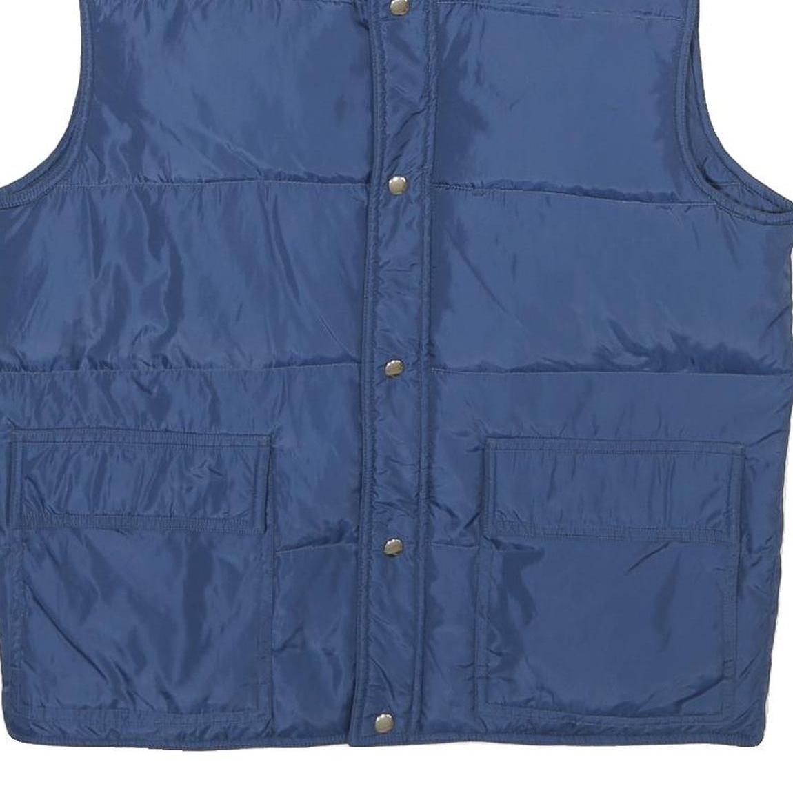 BIG STAN Mens Blue Nylon Quilted Jacket L Sleeveless Zip Pocket Outdoor