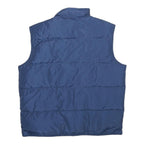 BIG STAN Mens Blue Nylon Quilted Jacket L Sleeveless Zip Pocket Outdoor