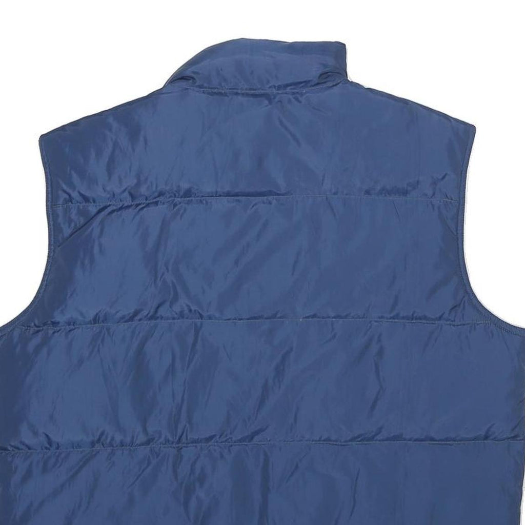 BIG STAN Mens Blue Nylon Quilted Jacket L Sleeveless Zip Pocket Outdoor