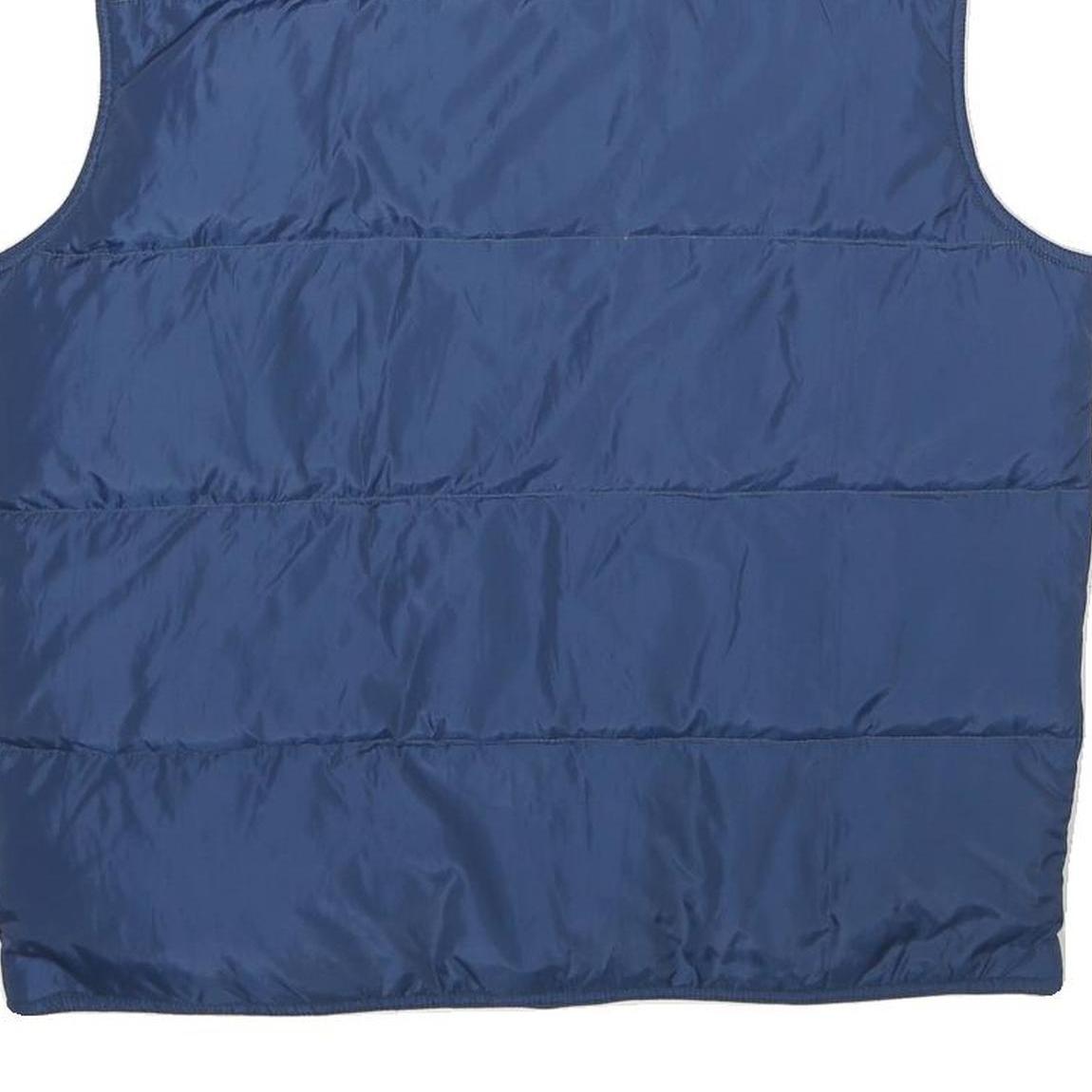 BIG STAN Mens Blue Nylon Quilted Jacket L Sleeveless Zip Pocket Outdoor