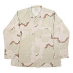 AMERICAN APPAREL Mens Beige & Brown Camouflage Military Button Jacket XL Cotton