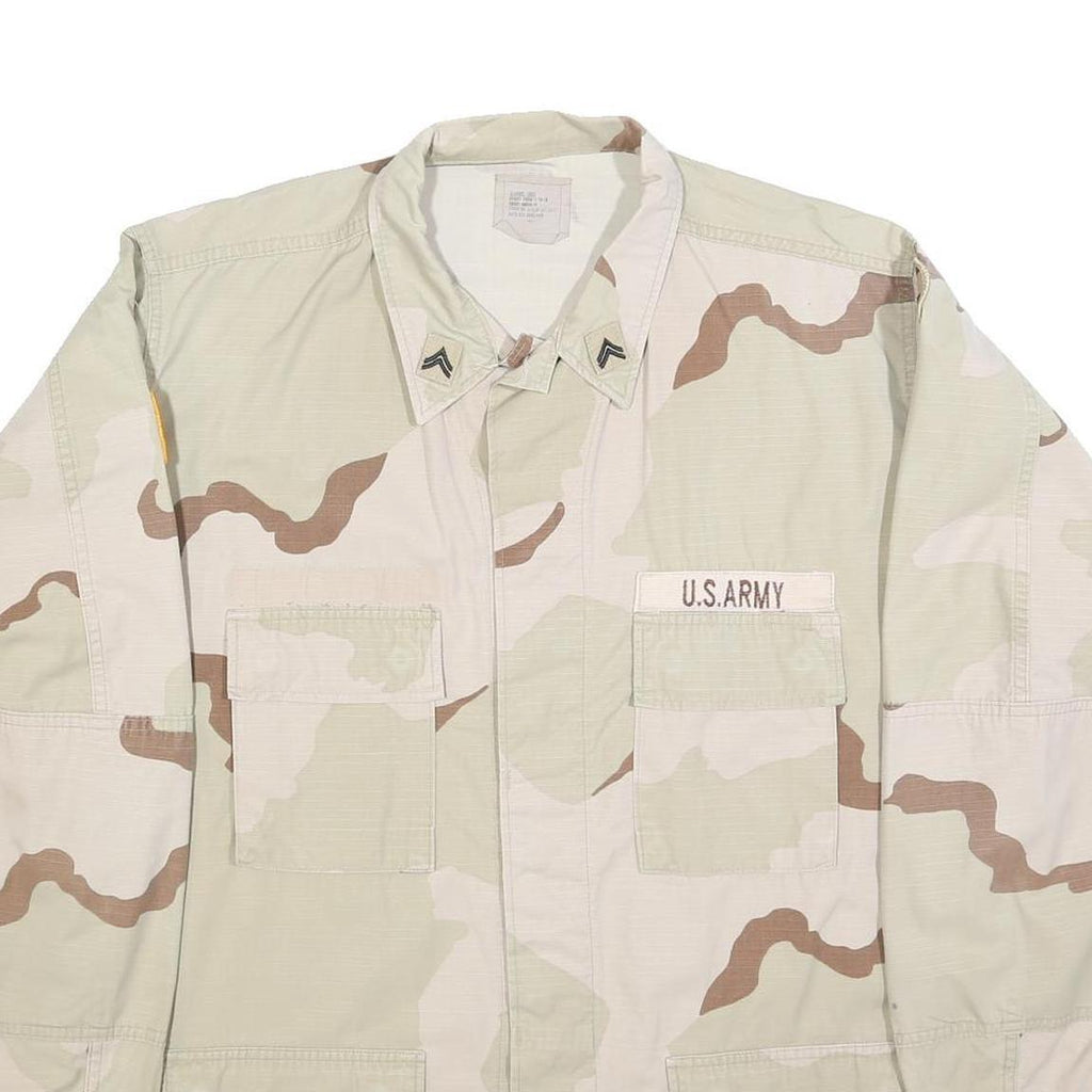 AMERICAN APPAREL Mens Beige & Brown Camouflage Military Button Jacket XL Cotton