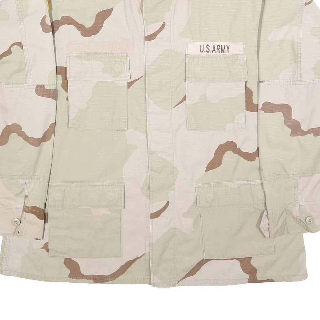 AMERICAN APPAREL Mens Beige & Brown Camouflage Military Button Jacket XL Cotton