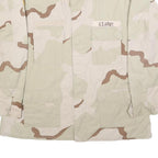 AMERICAN APPAREL Mens Beige & Brown Camouflage Military Button Jacket XL Cotton