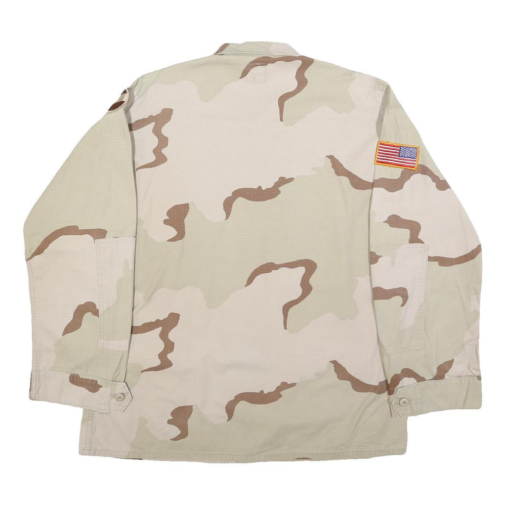 AMERICAN APPAREL Mens Beige & Brown Camouflage Military Button Jacket XL Cotton