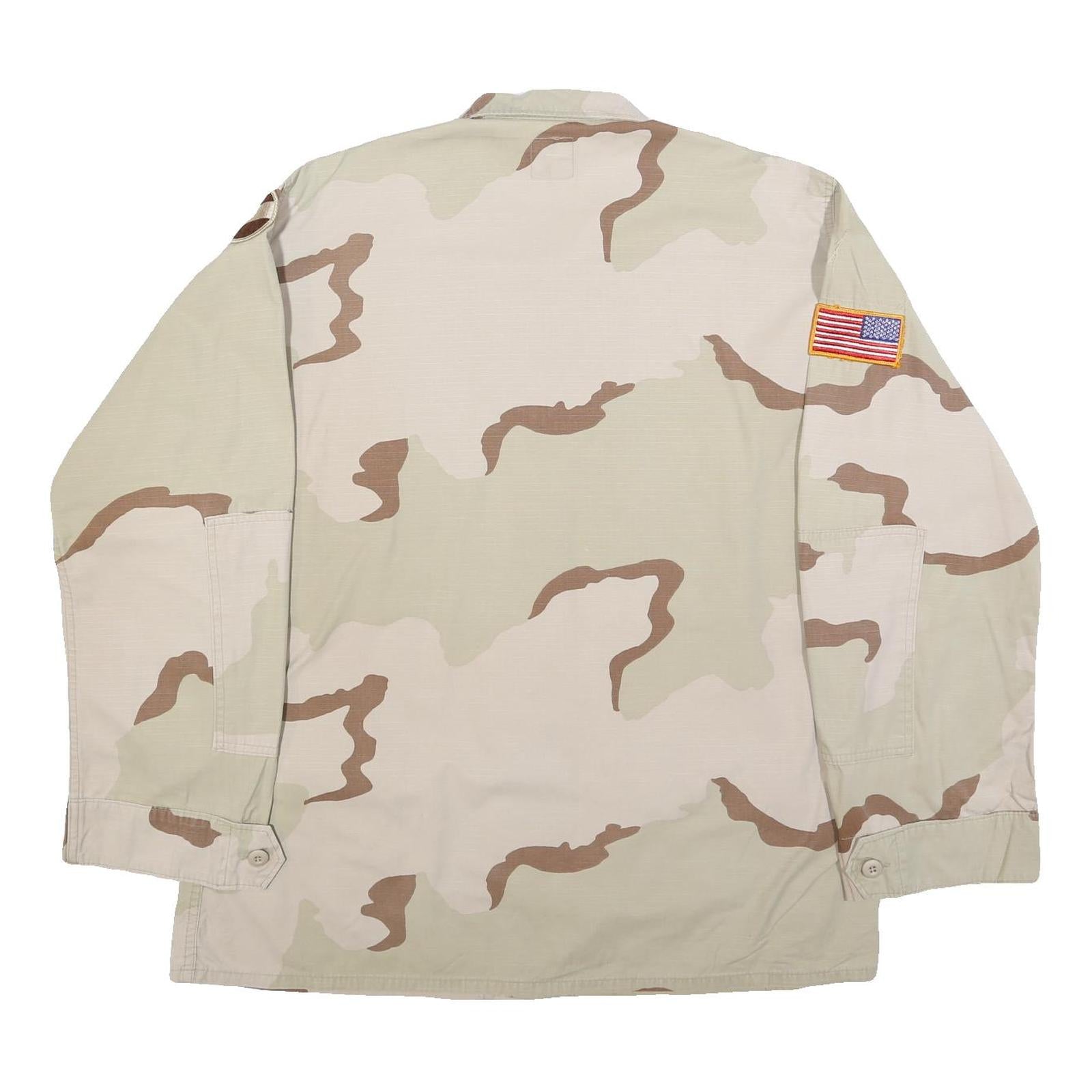 AMERICAN APPAREL Mens Beige & Brown Camouflage Military Button Jacket XL Cotton