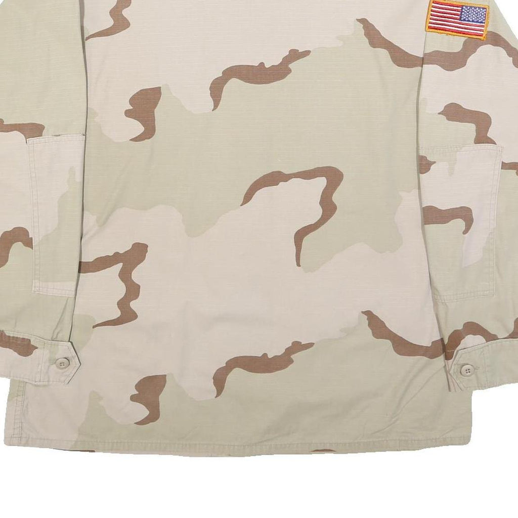 AMERICAN APPAREL Mens Beige & Brown Camouflage Military Button Jacket XL Cotton