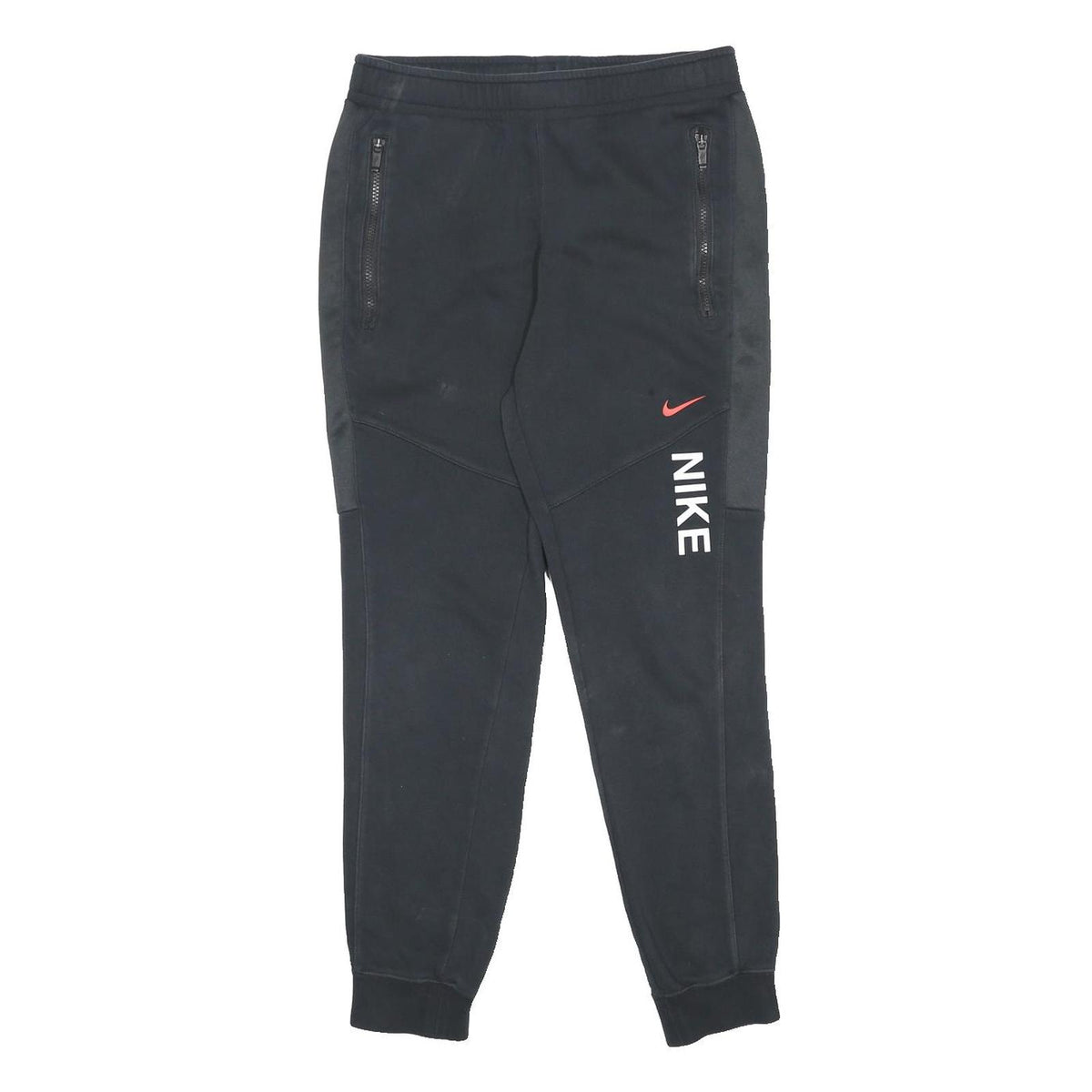 NIKE Mens Joggers Black S W28 L28 Cotton Blend Slim Tapered Sports Casual